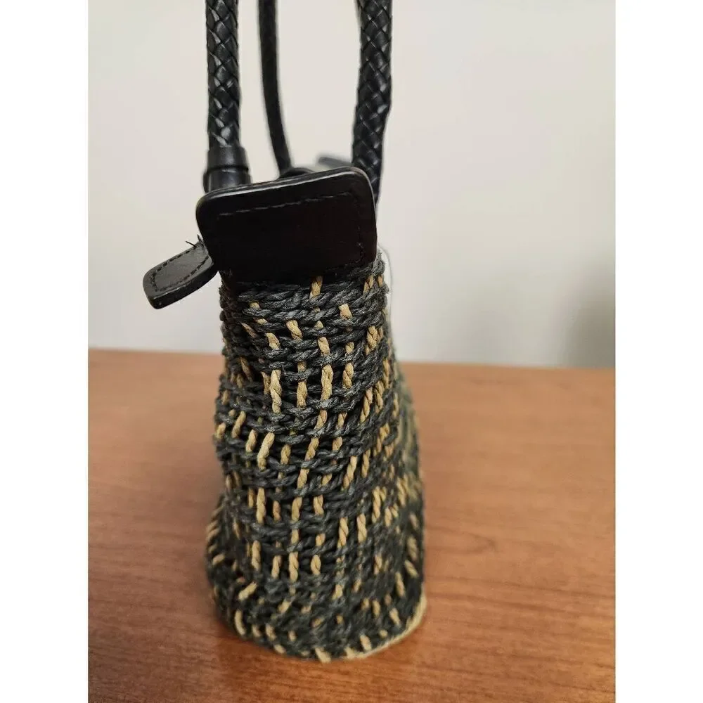 Brighton Vintage Woven Small Shoulder Bag Wicker Braided Basket Purse Heart Logo